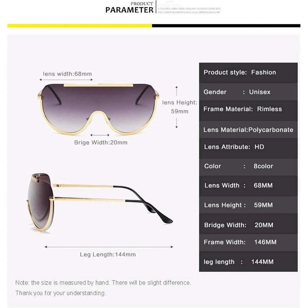 Sunglasses Men Trendy Retro Sun Glasses Oversize Clear Lens Metal Frame Hip‎ Hop